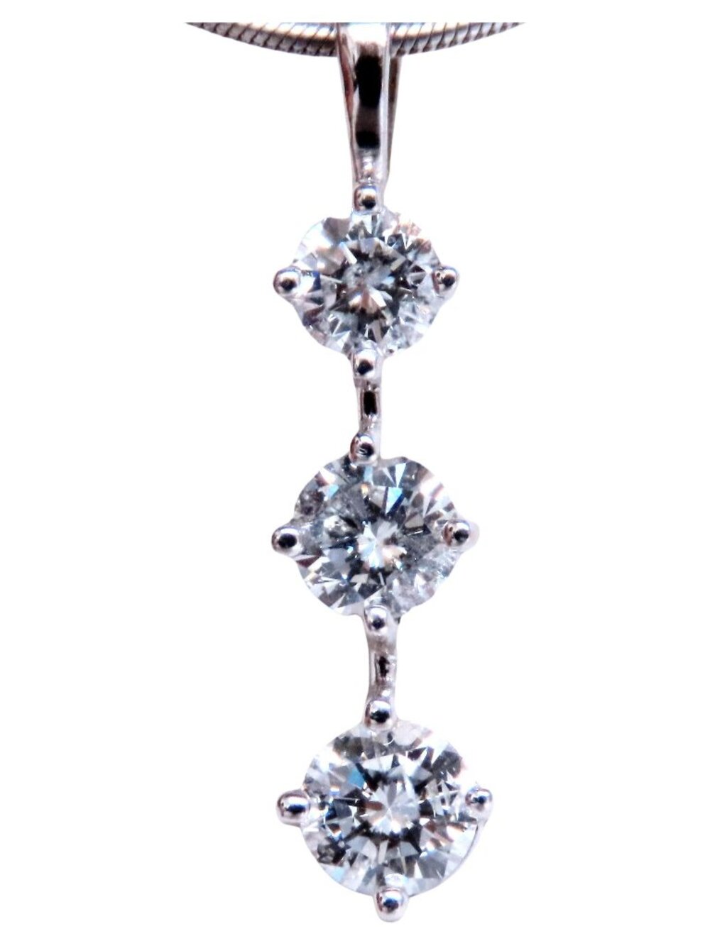 Three Drop Natural Diamonds Pendant Necklace 14kt*